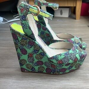 Sophia Webster Green Pineapple Print Wedges